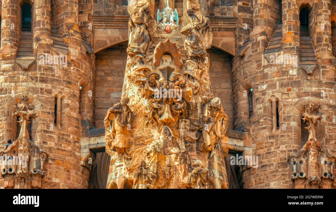 La Basílica de la Sagrada Família, conosciuta anche come la Sagrada Família a Barcellona, Spagna. Foto Stock