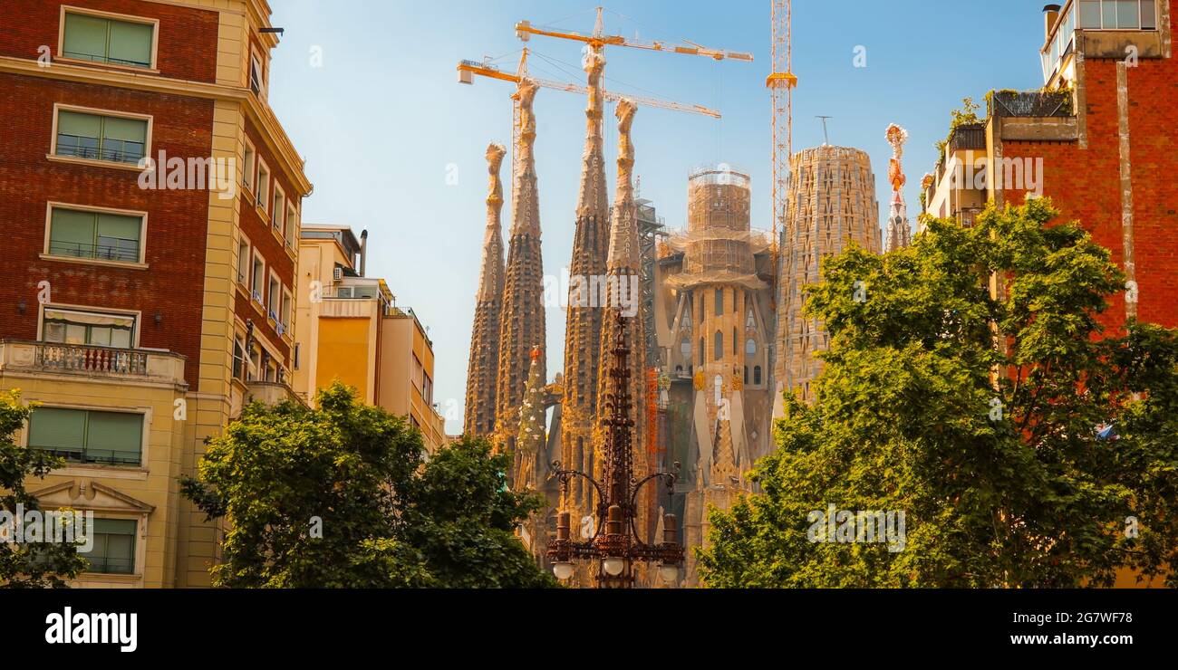 La Basílica de la Sagrada Família, conosciuta anche come la Sagrada Família a Barcellona, Spagna. Foto Stock