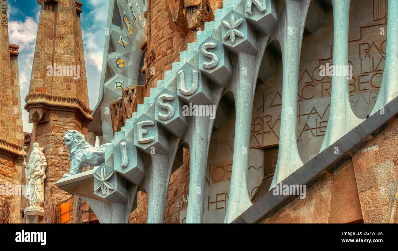 La Basílica de la Sagrada Família, conosciuta anche come la Sagrada Família a Barcellona, Spagna. Foto Stock