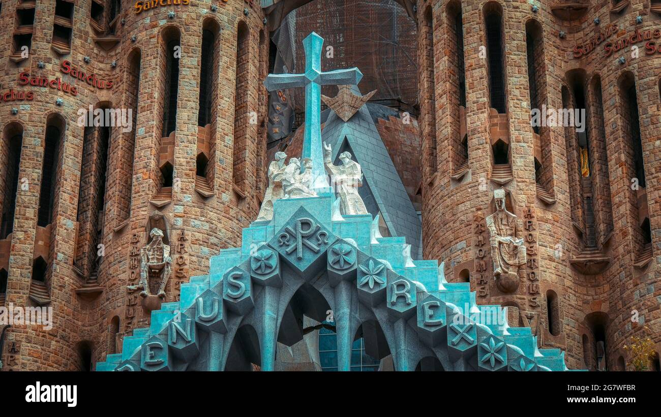La Basílica de la Sagrada Família, conosciuta anche come la Sagrada Família a Barcellona, Spagna. Foto Stock
