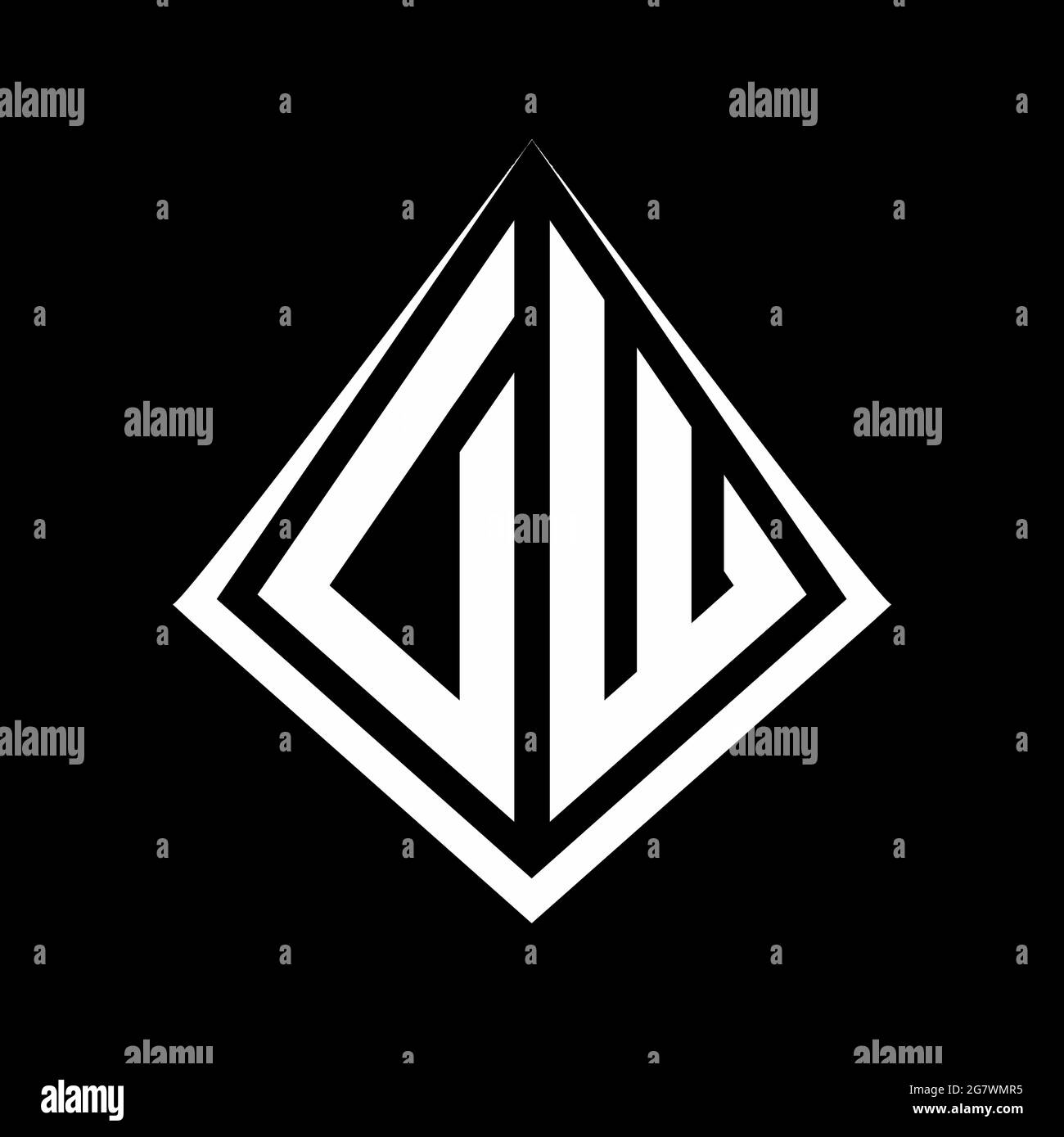 Monogramma con logo DW con modello di disegno prisma icona vettoriale moderna Illustrazione Vettoriale