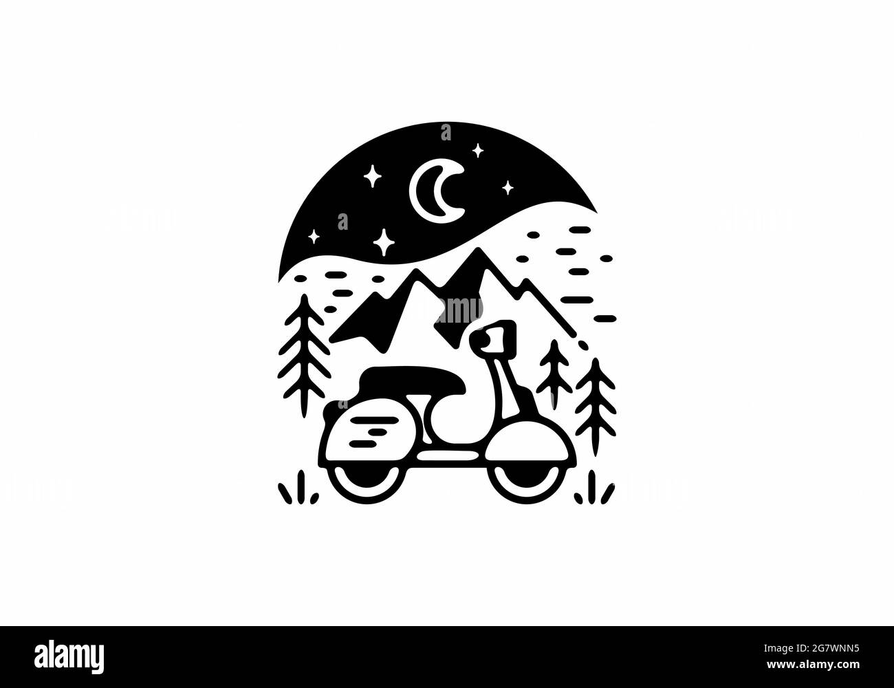 Design dell'illustrazione della linea dello scooter notturno Illustrazione Vettoriale