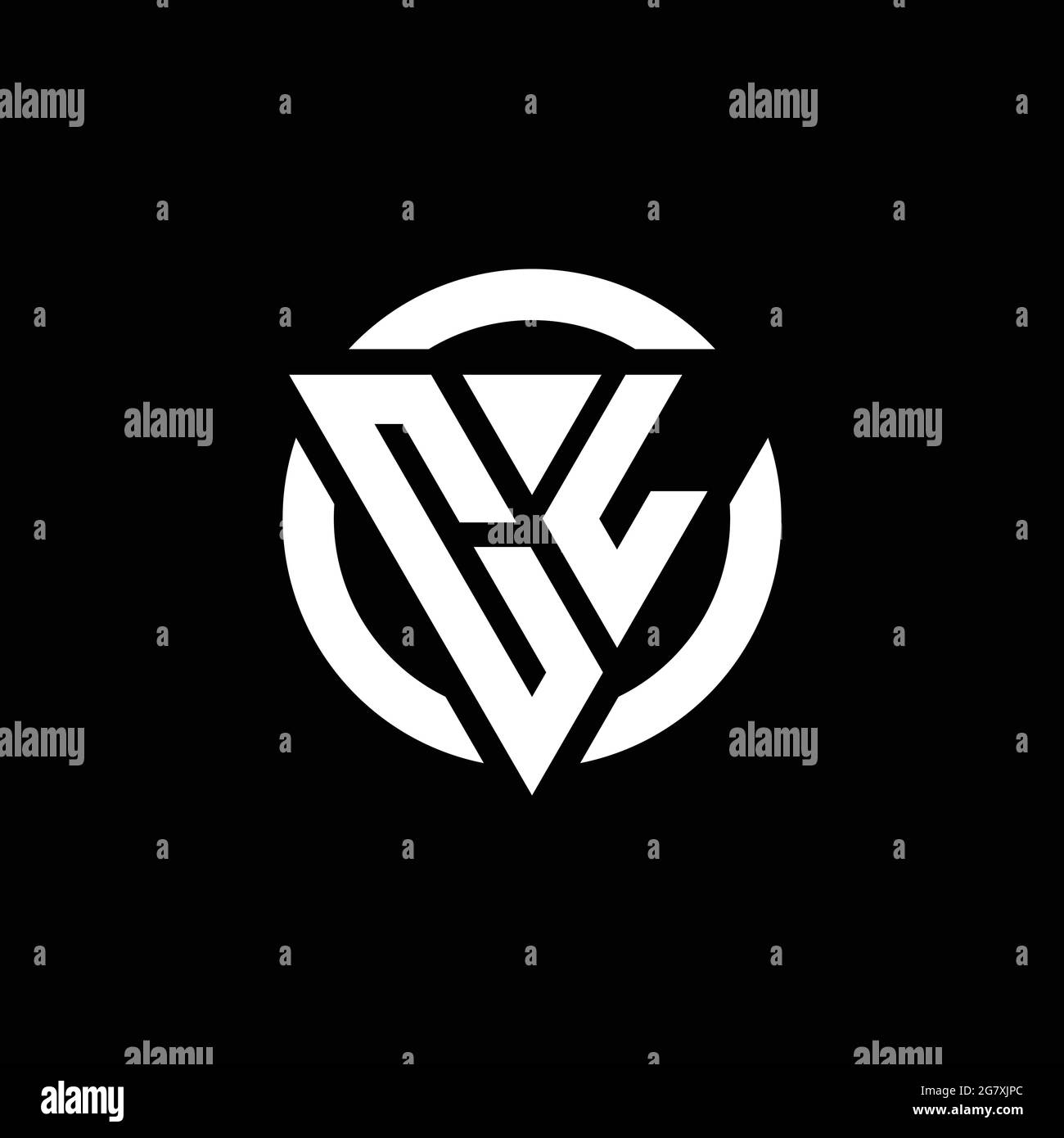 LOGO CL con forma triangolare e modello rotondo isolato su sfondo nero Illustrazione Vettoriale