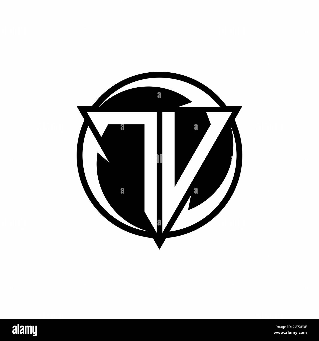 Logo TV con forma triangolare e modello rotondo isolato su sfondo bianco Illustrazione Vettoriale