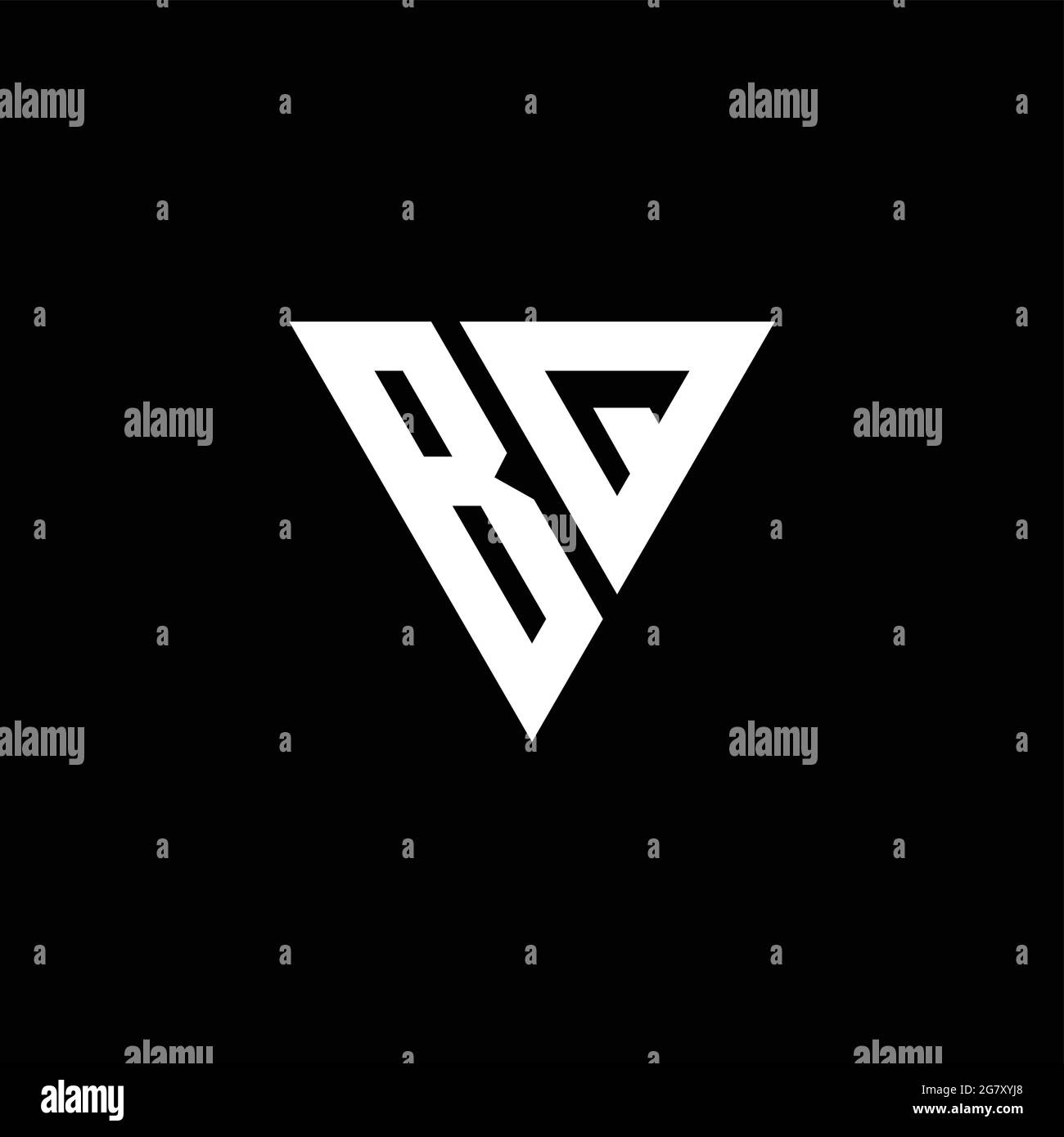 MONOGRAMMA con logo BQ con modello a forma di triangolo isolato su sfondo nero Illustrazione Vettoriale