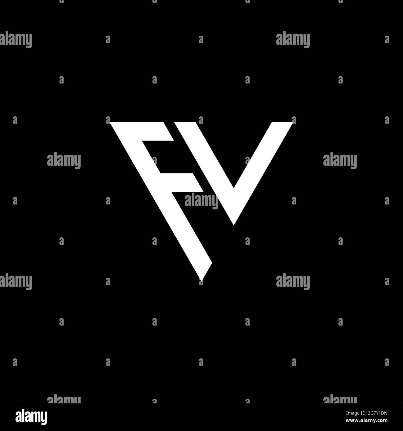 Monogramma con logo FV con modello a forma di triangolo isolato su sfondo nero Illustrazione Vettoriale