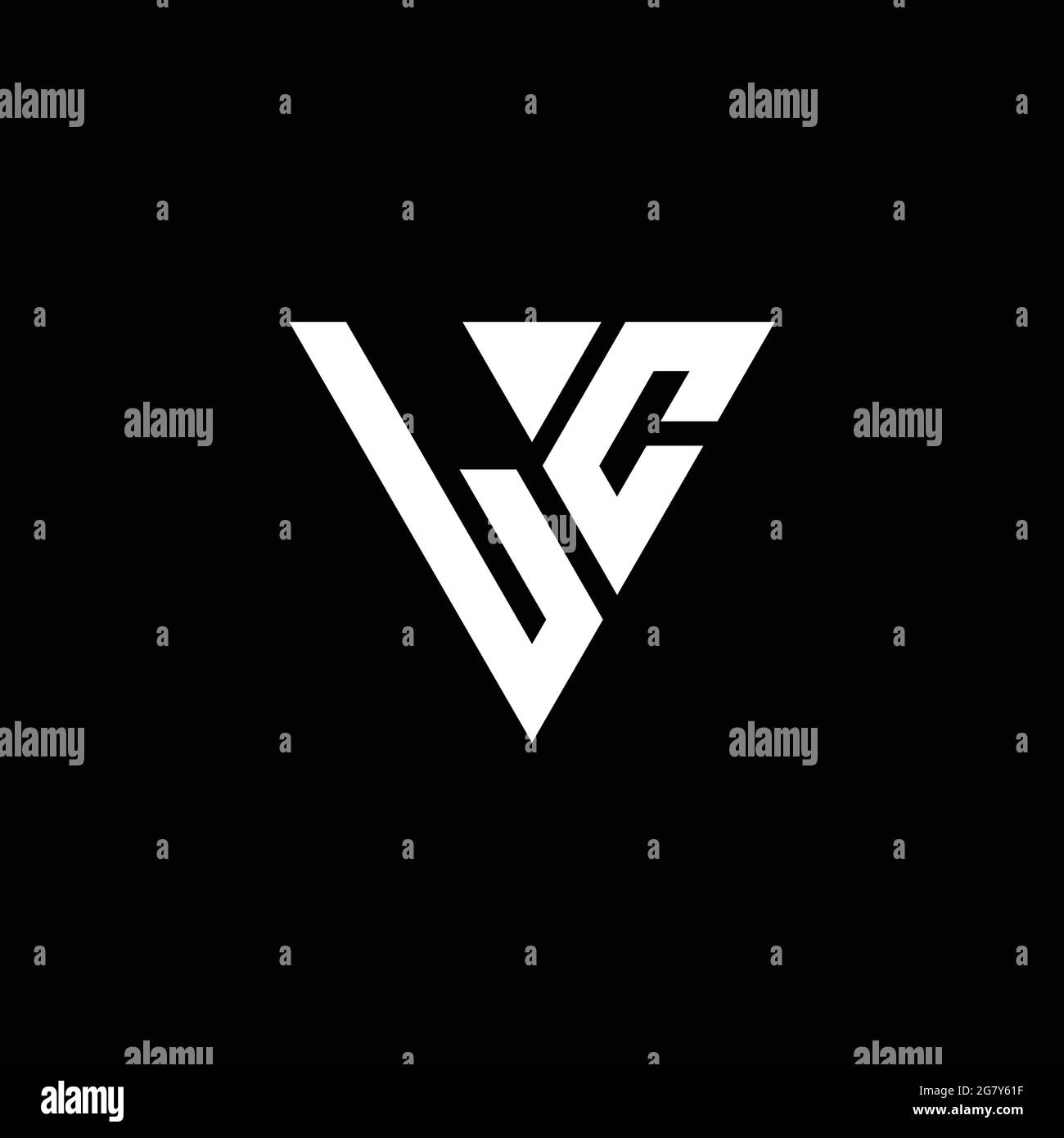 Monogramma LC con logo a forma di triangolo isolato su sfondo nero Illustrazione Vettoriale