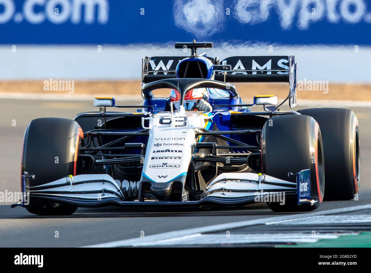 Silverstone, Northamptonshire, Regno Unito. 16 luglio 2021. Formula uno Gran Premio di Gran Bretagna, e Qualifiche; il pilota della Williams Racing George Russell nella sua Williams FW43B Mercedes-AMG F1 M12 Credit: Action Plus Sports/Alamy Live News Foto Stock