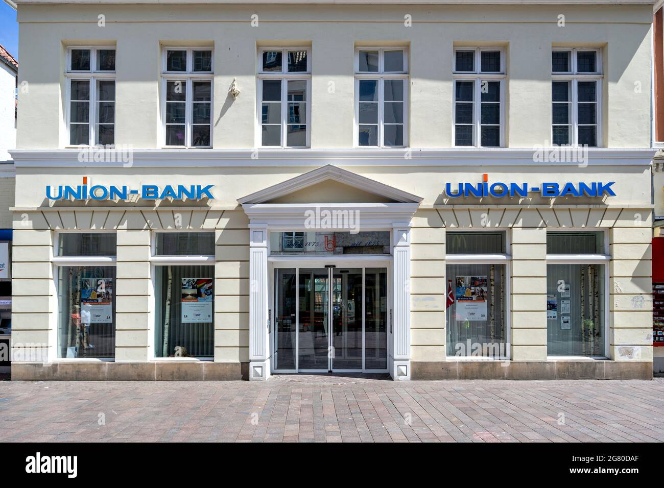 Filiale principale di Union-Bank a Flensburg, Germania Foto Stock