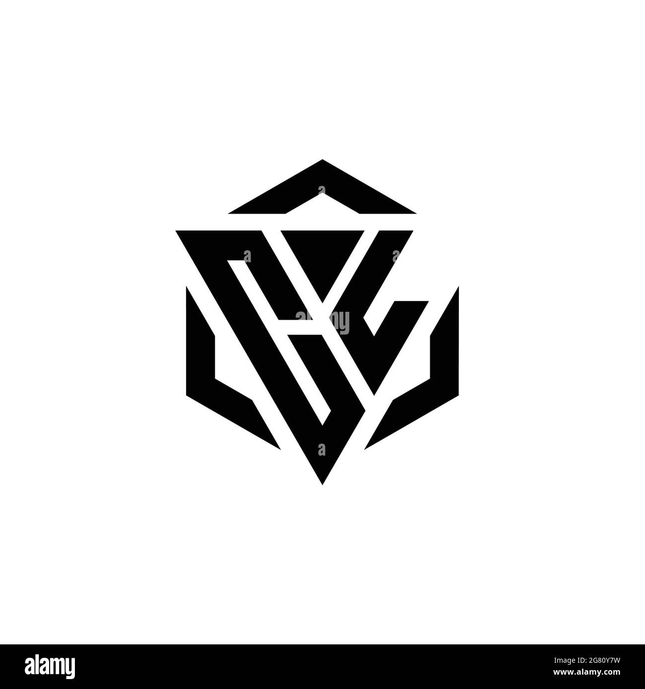 CL Logo monogramma con triangolo ed esagono modello di design moderno isolato su sfondo bianco Illustrazione Vettoriale