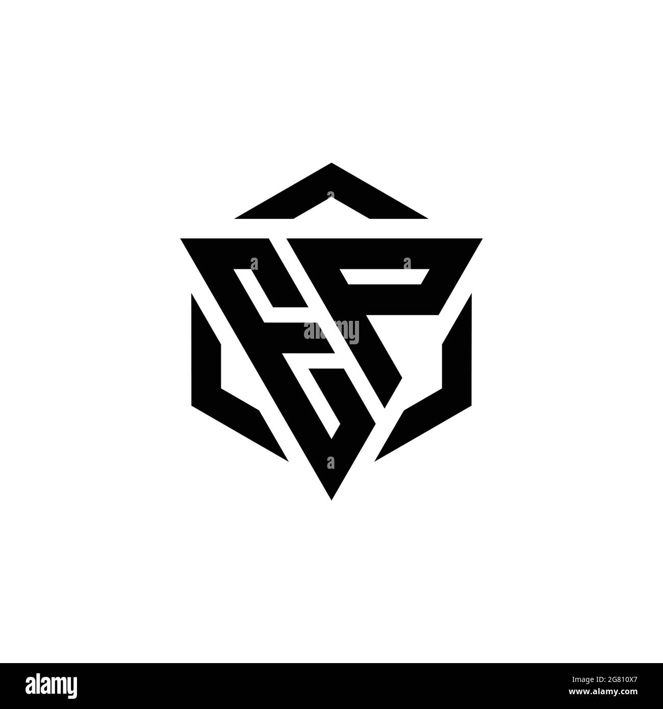 Monogramma con logo EP con modello di design moderno a triangolo ed esagono isolato su sfondo bianco Illustrazione Vettoriale