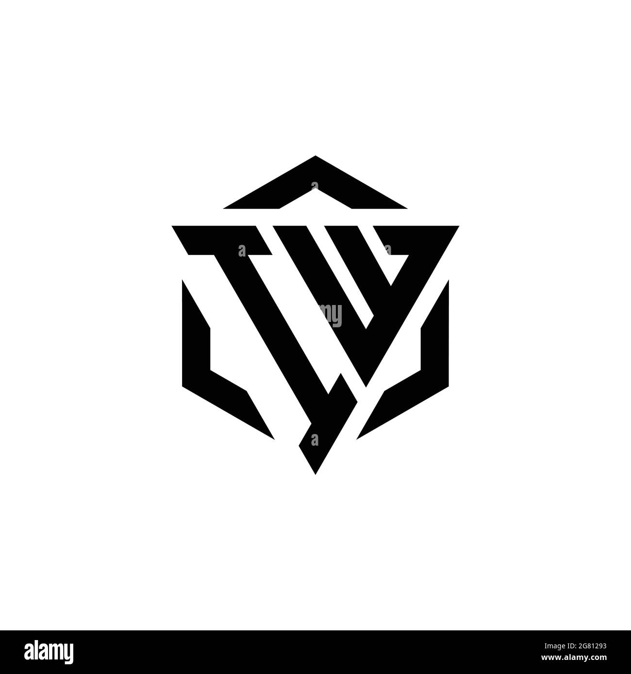 Monogramma con logo IW con design triangolare ed esagonale modello moderno isolato su sfondo bianco Illustrazione Vettoriale