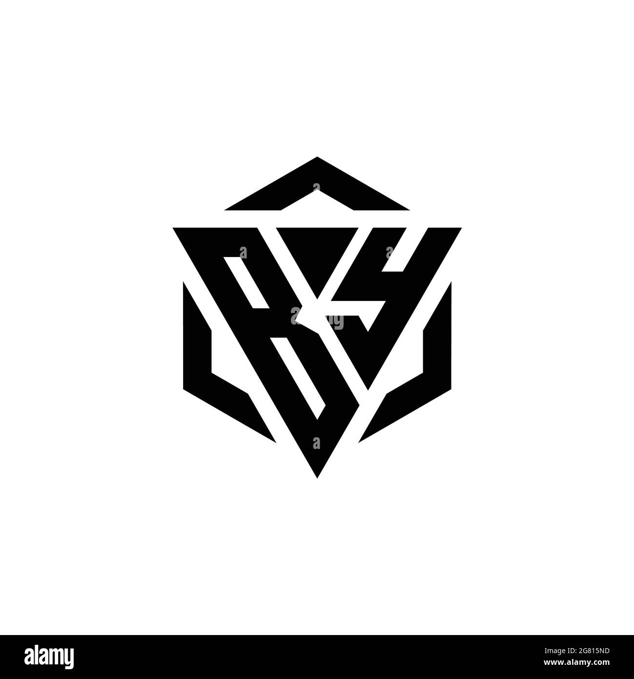 DA monogramma Logo con triangolo ed esagono modello di design moderno isolato su sfondo bianco Illustrazione Vettoriale