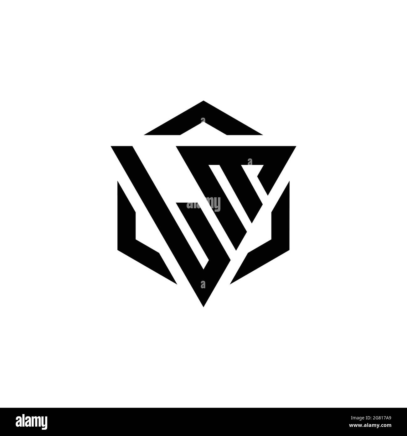LM Logo monogramma con triangolo ed esagono modello di design moderno isolato su sfondo bianco Illustrazione Vettoriale