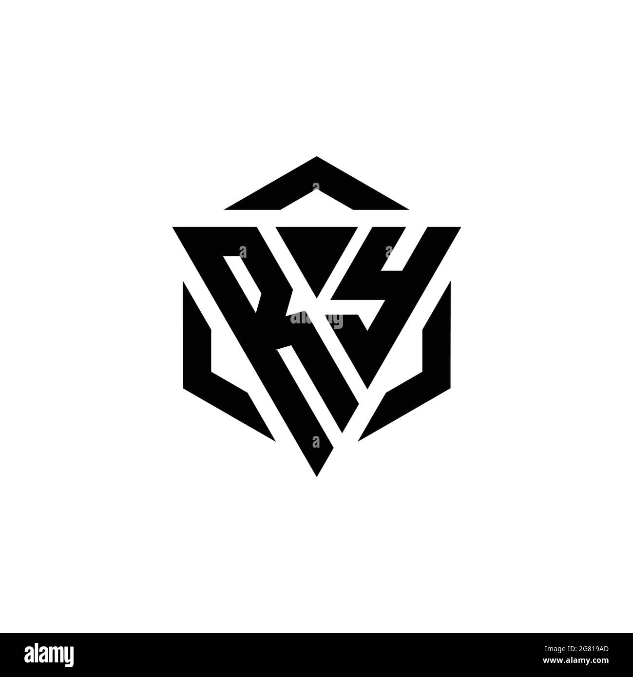 Monogramma RY Logo con triangolo ed esagono modello di design moderno isolato su sfondo bianco Illustrazione Vettoriale