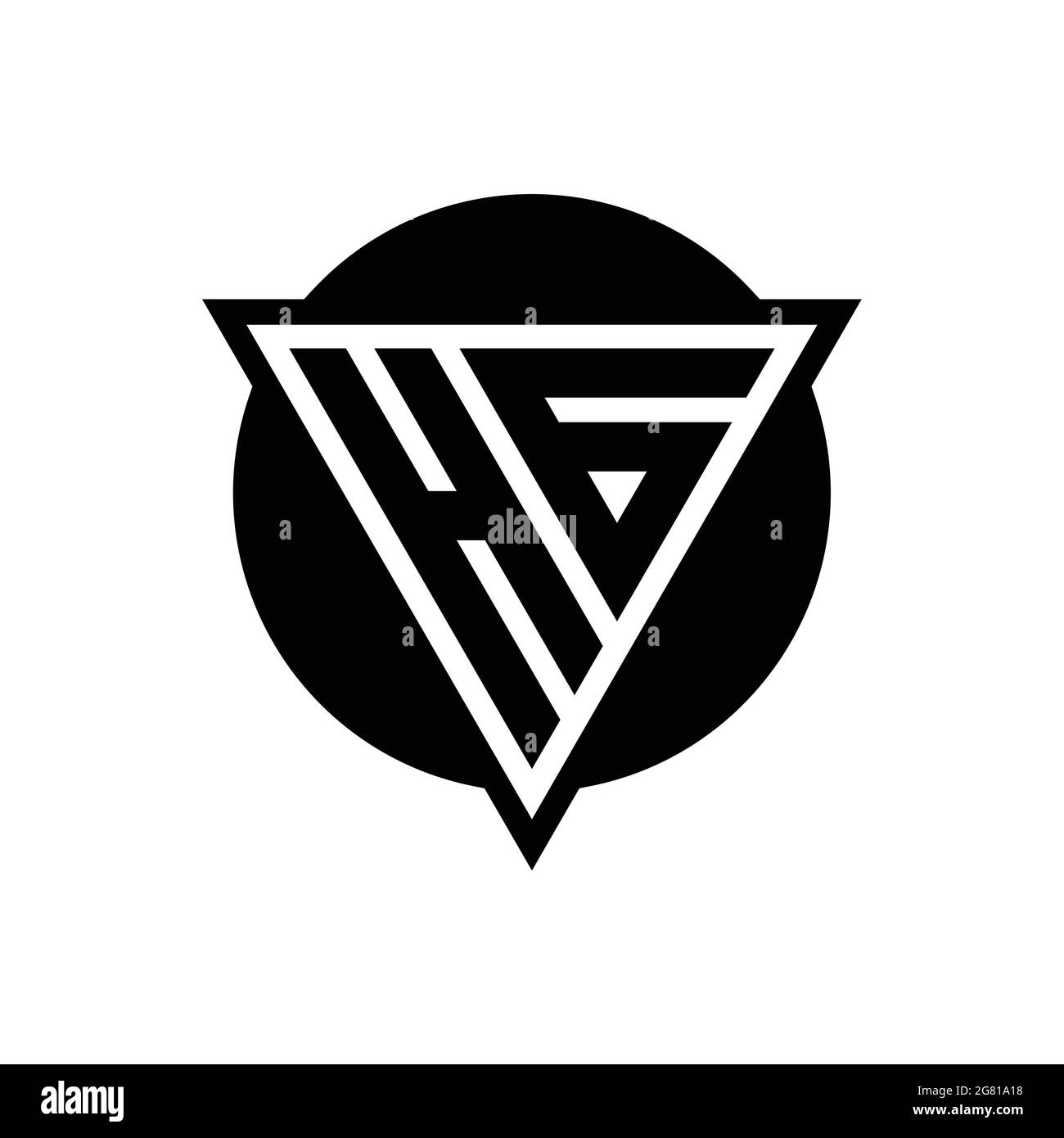 Logo HG con triangolo spaziale negativo e modello di design a forma di cerchio isolato su sfondo bianco Illustrazione Vettoriale