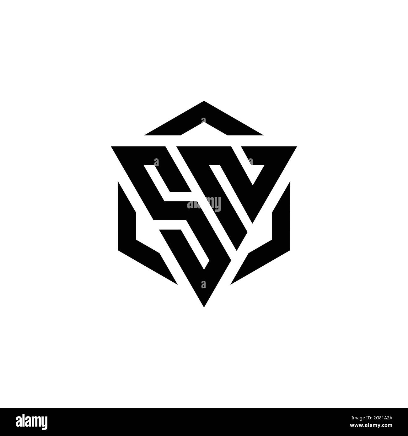 SN Logo monogramma con triangolo ed esagono modello di design moderno isolato su sfondo bianco Illustrazione Vettoriale