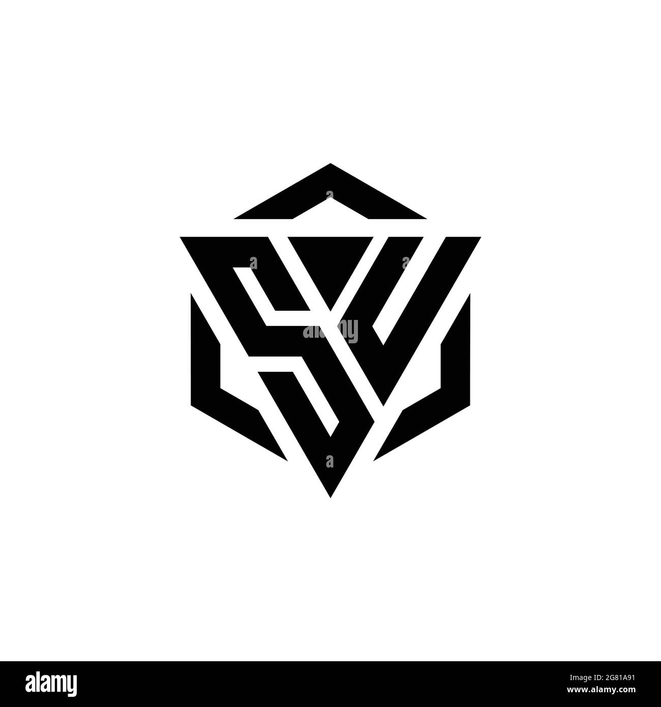 Monogramma SU Logo con triangolo ed esagono modello di design moderno isolato su sfondo bianco Illustrazione Vettoriale