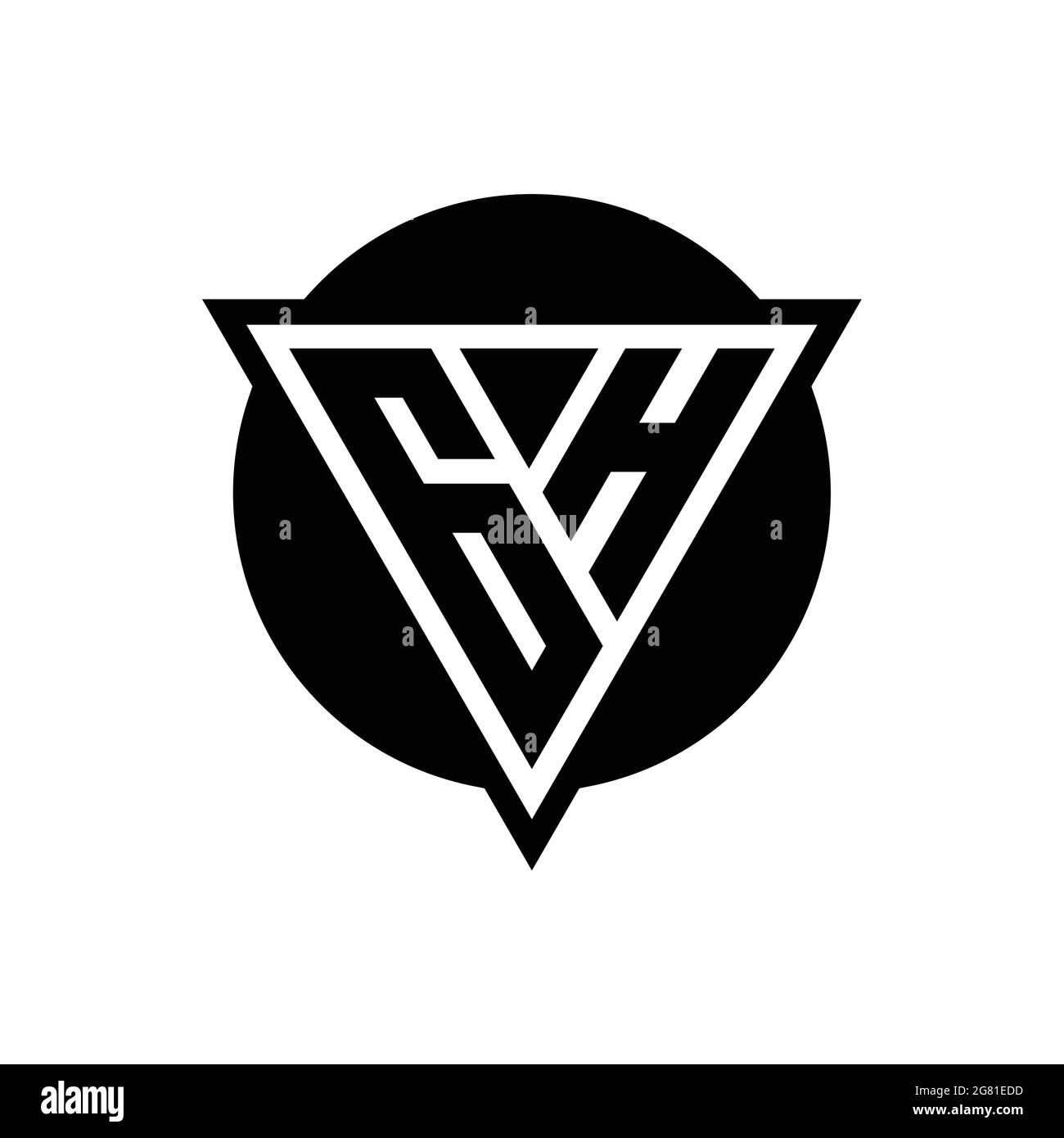 Logo GH con triangolo spaziale negativo e modello a forma di cerchio isolato su sfondo bianco Illustrazione Vettoriale