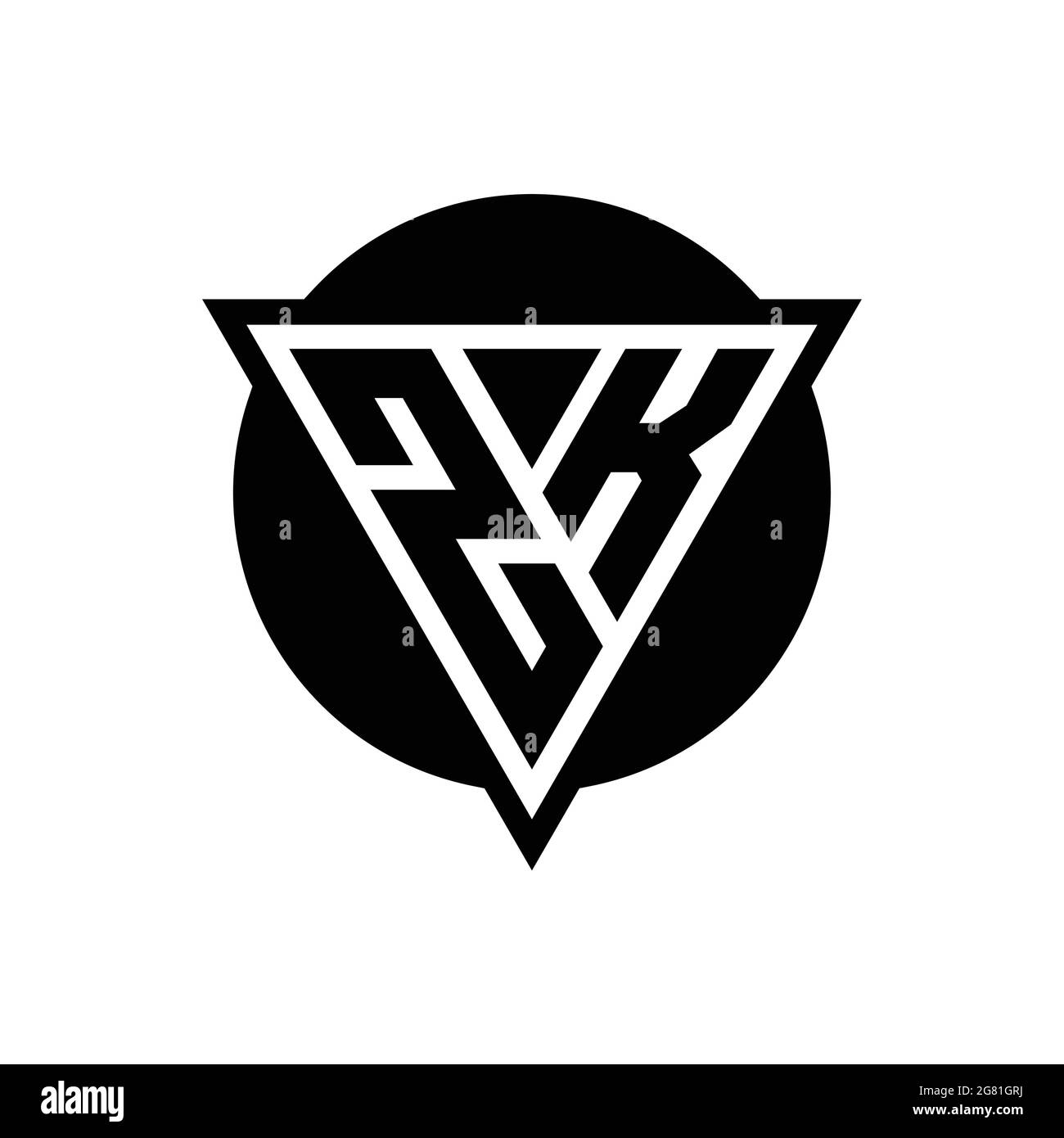 Logo ZK con triangolo spaziale negativo e modello a forma di cerchio isolato su sfondo bianco Illustrazione Vettoriale