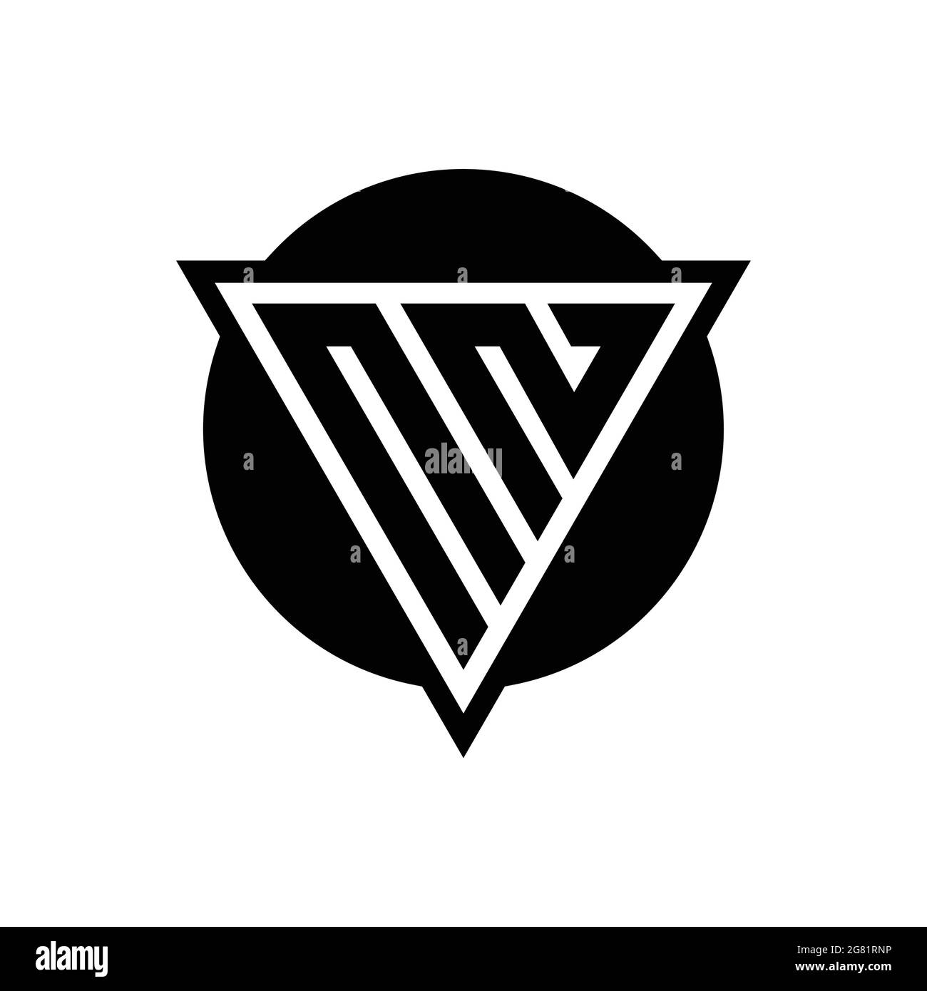 Logo NN con triangolo spaziale negativo e modello di design a forma di cerchio isolato su sfondo bianco Illustrazione Vettoriale