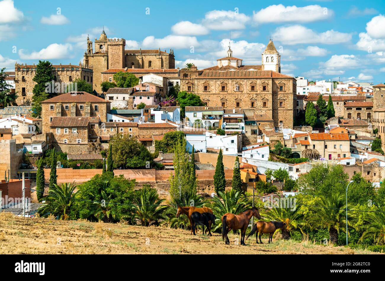 Skyline di Caceres in Spagna Foto Stock