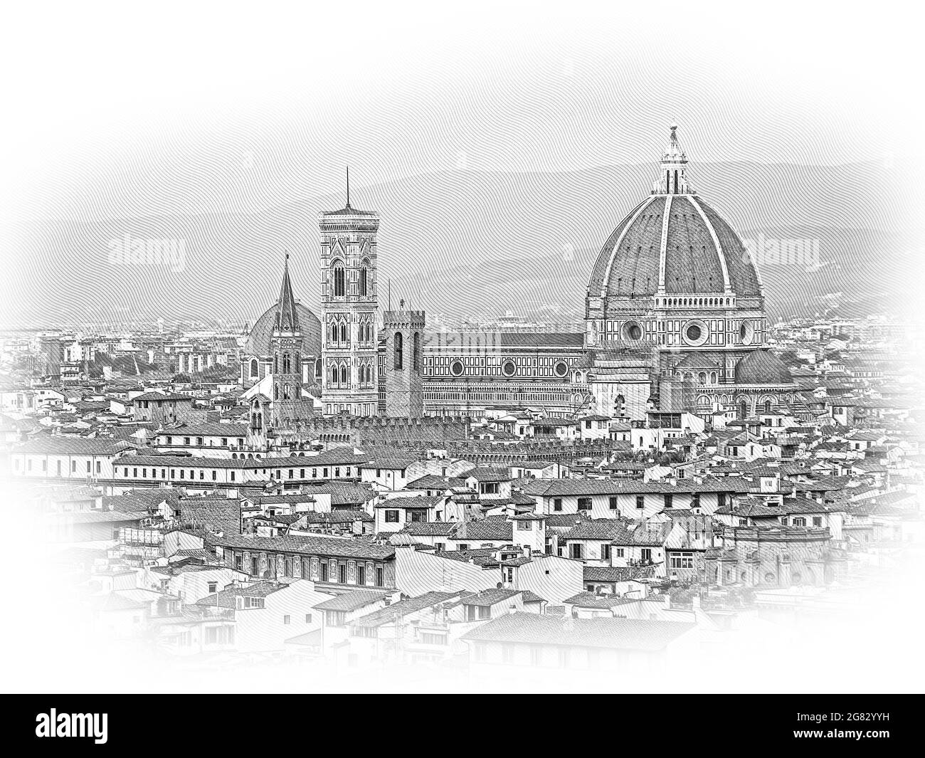 Vista panoramica sulla città di Firenze da Piazza Michelangelo, Piazzale Michelangelo Foto Stock