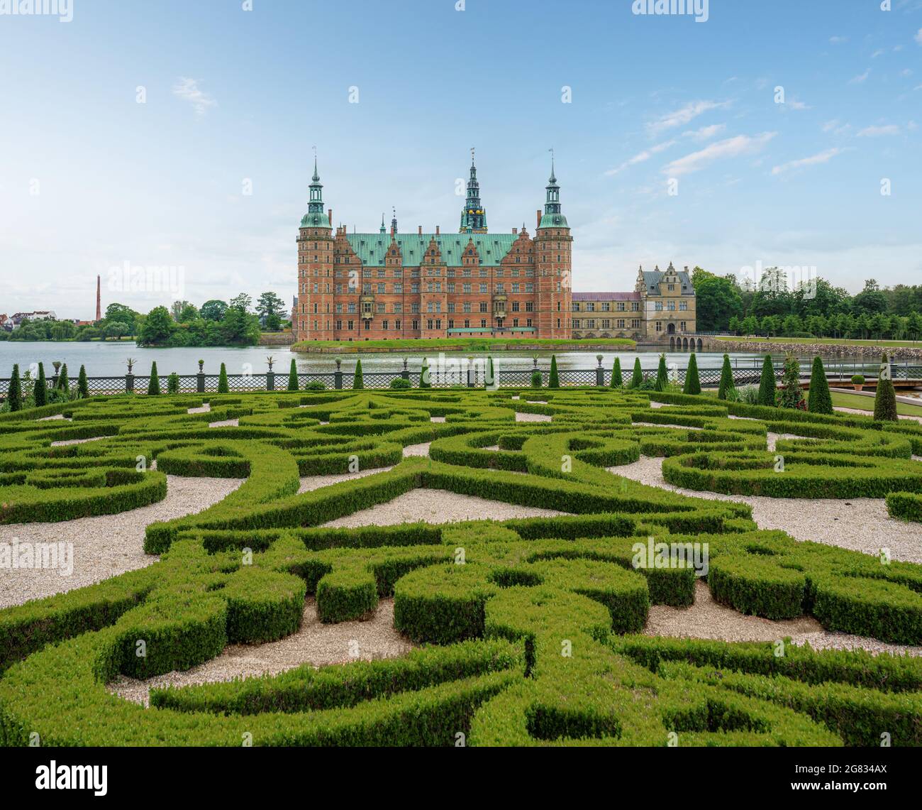 Parco barocco e giardini del castello di Frederiksborg - Hillerod, Danimarca Foto Stock