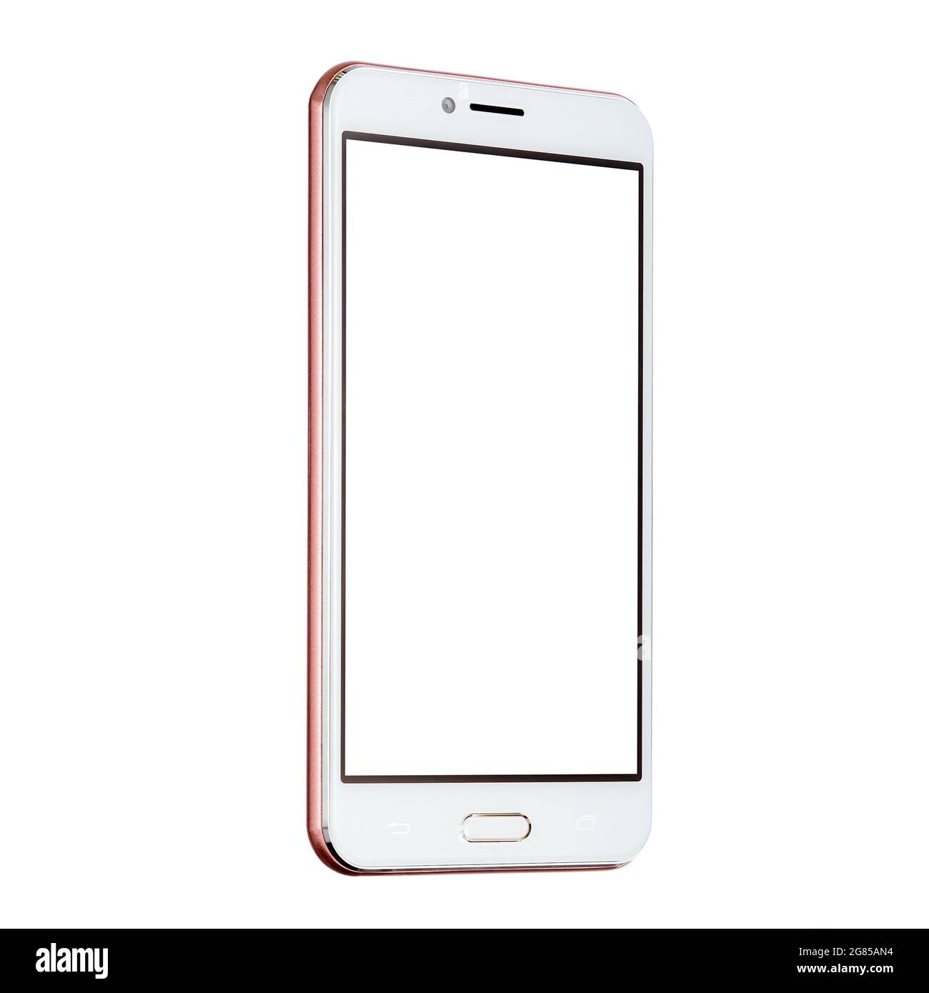 smartphone con schermo vuoto isolato su sfondo bianco Foto Stock