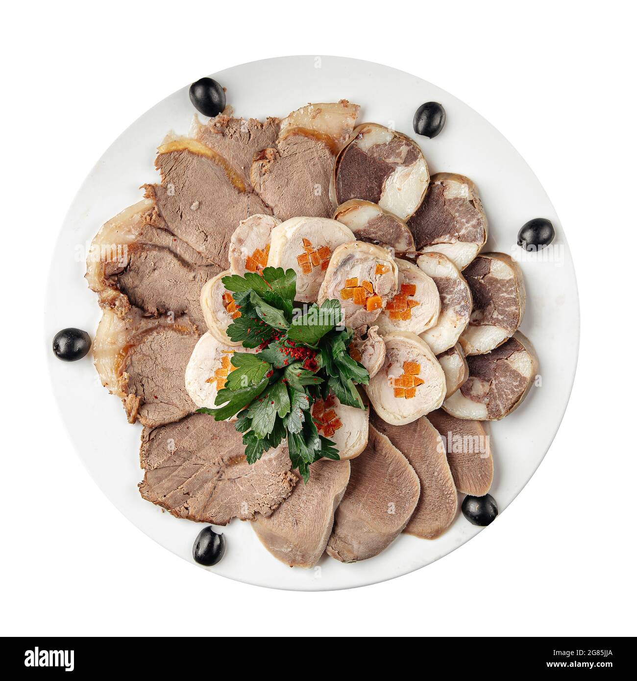 Piatto isolato di carne di cavallo kazako piatto kazy Foto Stock