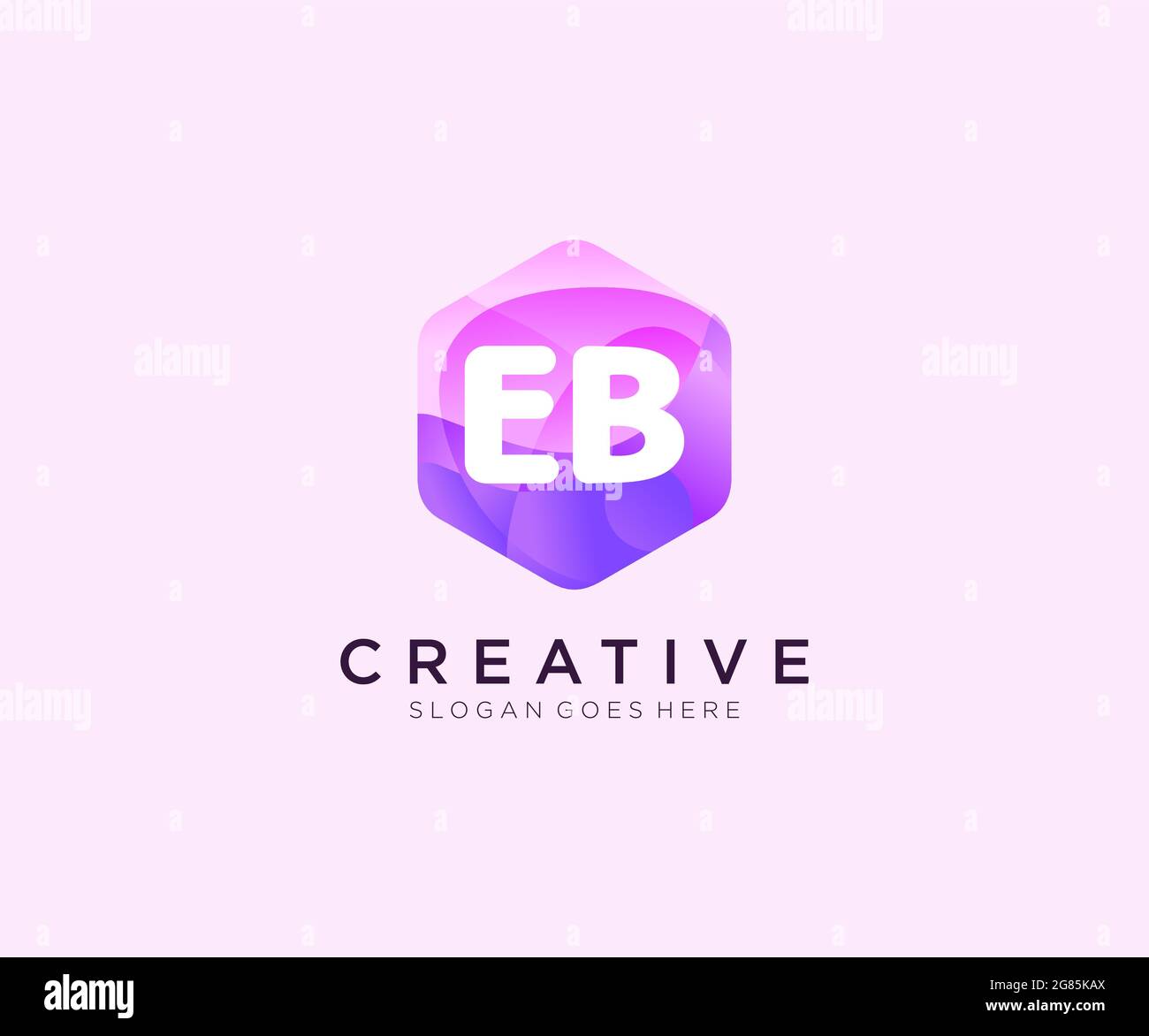 Logo iniziale EB con modello colorato di logo Hexagon Modern Business Alphabet Illustrazione Vettoriale