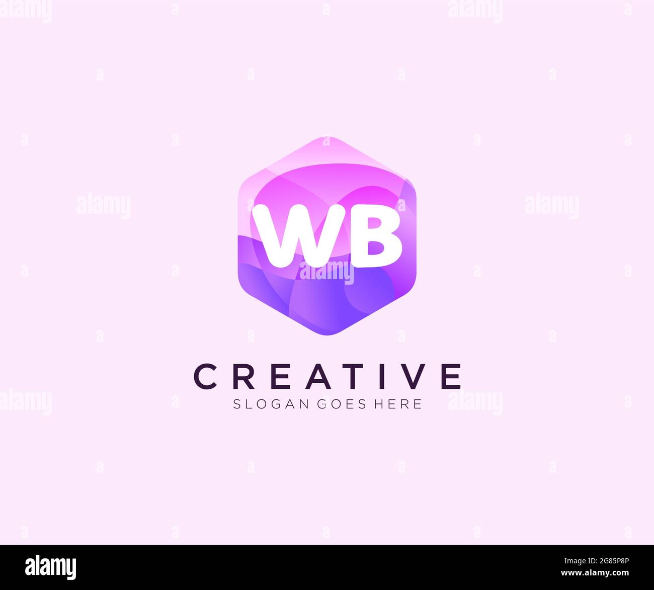 WB Logo iniziale con il colorato logo Hexagon Modern Business Alphabet Illustrazione Vettoriale