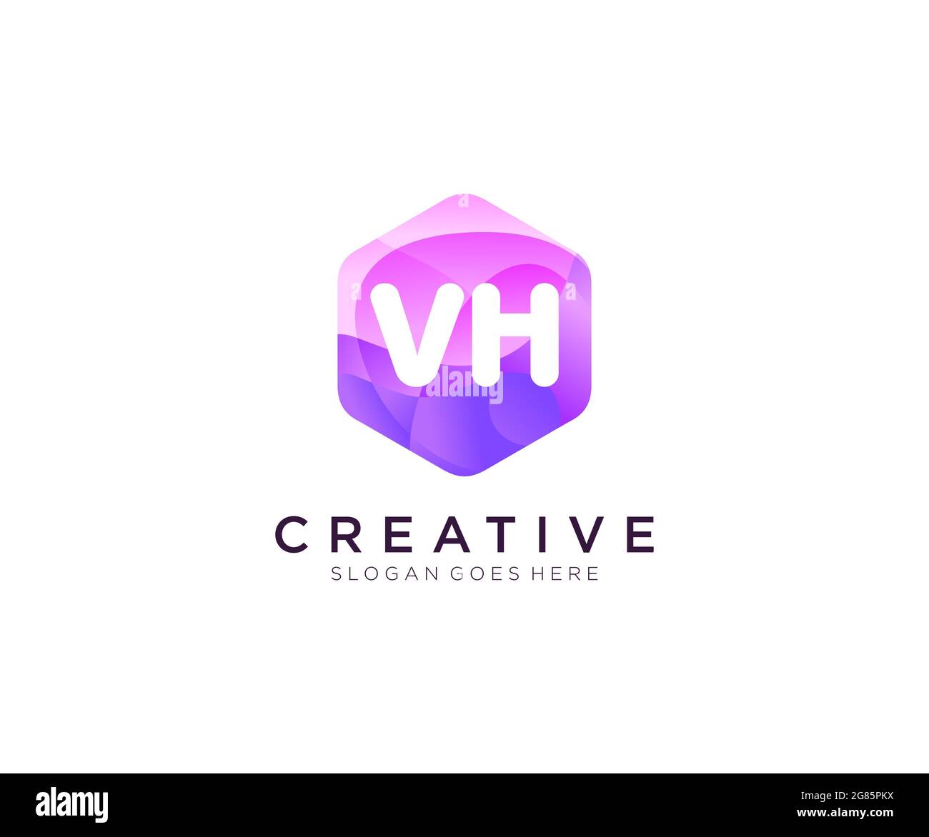 Logo iniziale VH con modello colorato Hexagon Modern Business Alphabet Logo Illustrazione Vettoriale