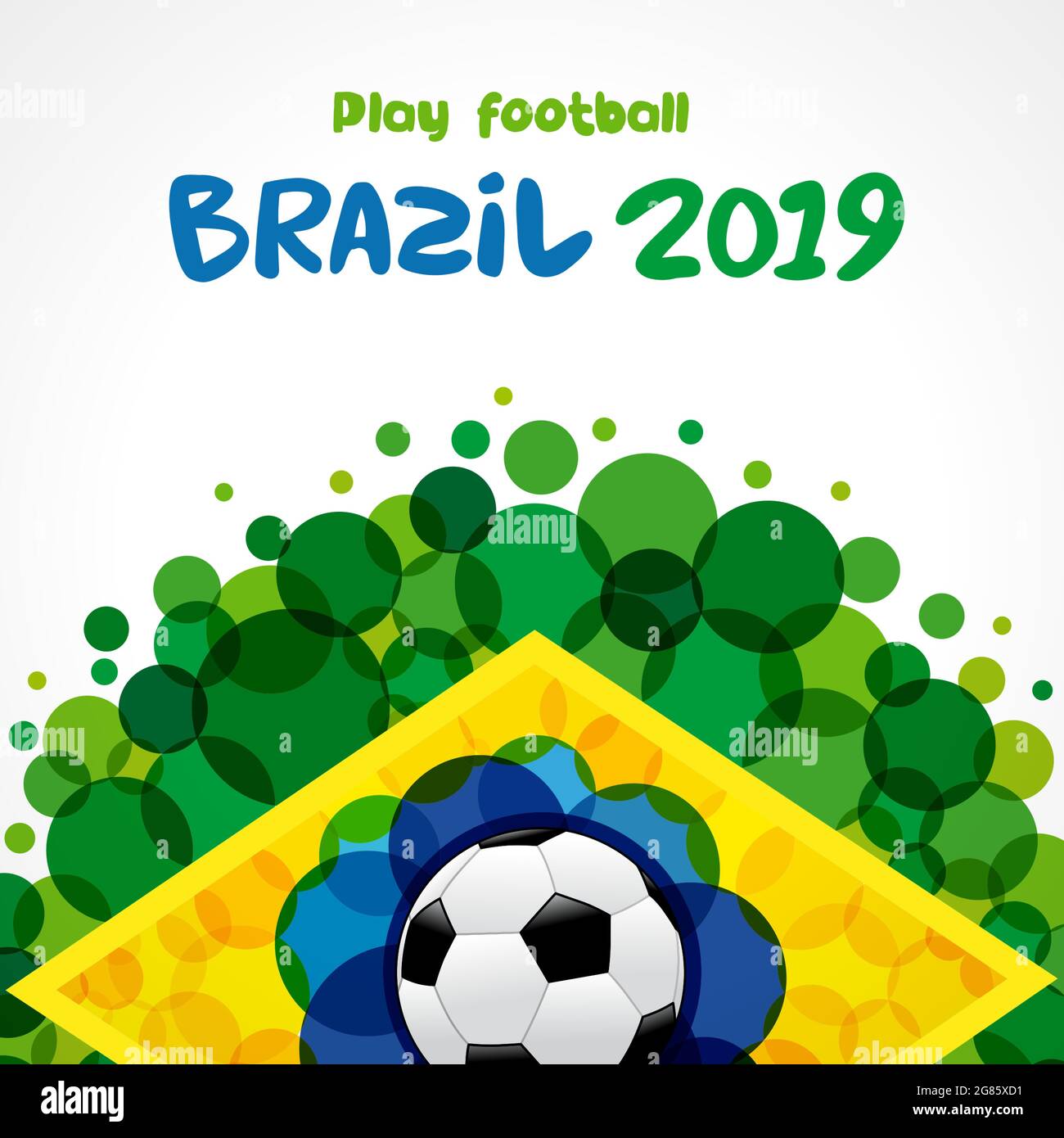 Benvenuti in Brasile copertina idea. Elementi con bandiera brasiliana con moderna struttura a bolle. Concetto creativo nazionale di fondo. Desi grafico astratto isolato Illustrazione Vettoriale