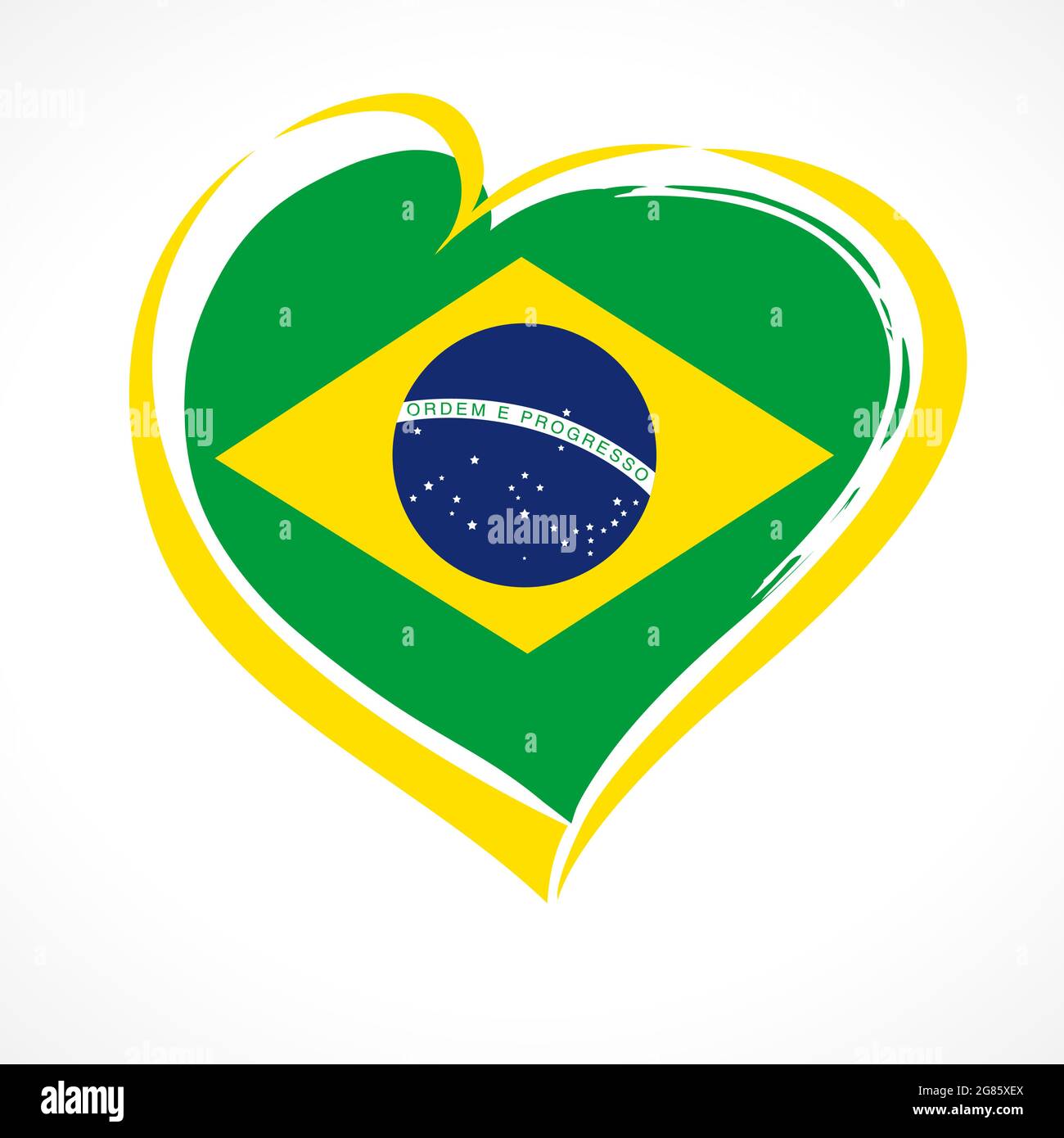 Brasile Independence Day congrata idea. Elementi bandiera brasiliani con carta stile pennellata. Concetto di icona creativa festa nazionale. Astratto isolato Illustrazione Vettoriale