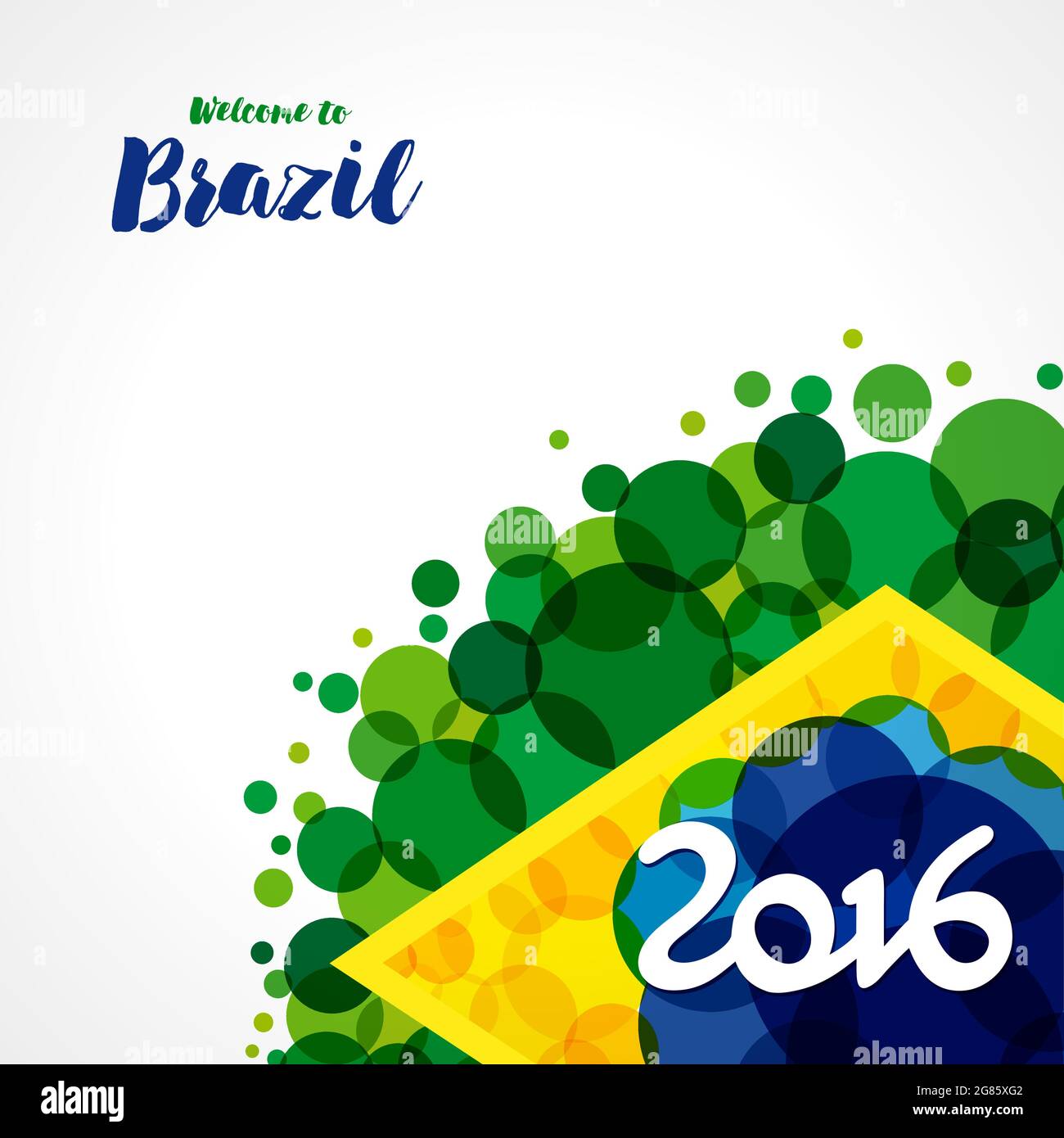 Benvenuti in Brasile copertina idea. Elementi con bandiera brasiliana con moderna struttura a bolle. Concetto creativo nazionale di fondo. Desi grafico astratto isolato Illustrazione Vettoriale