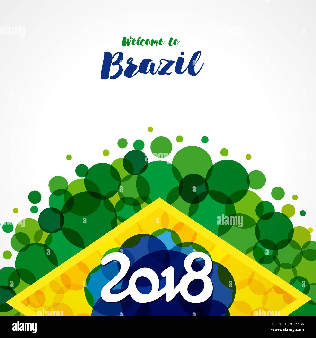 Benvenuti in Brasile copertina idea. Elementi con bandiera brasiliana con moderna struttura a bolle. Concetto creativo nazionale di fondo. Desi grafico astratto isolato Illustrazione Vettoriale