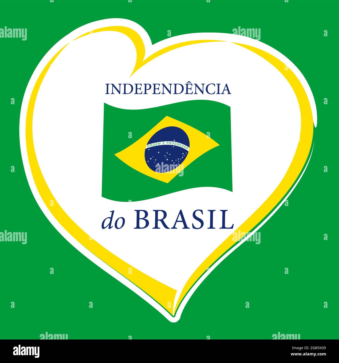 Brasile Independence Day congrata idea. Elementi bandiera brasiliani con carta stile pennellata. Concetto di icona creativa festa nazionale. Astratto isolato Illustrazione Vettoriale