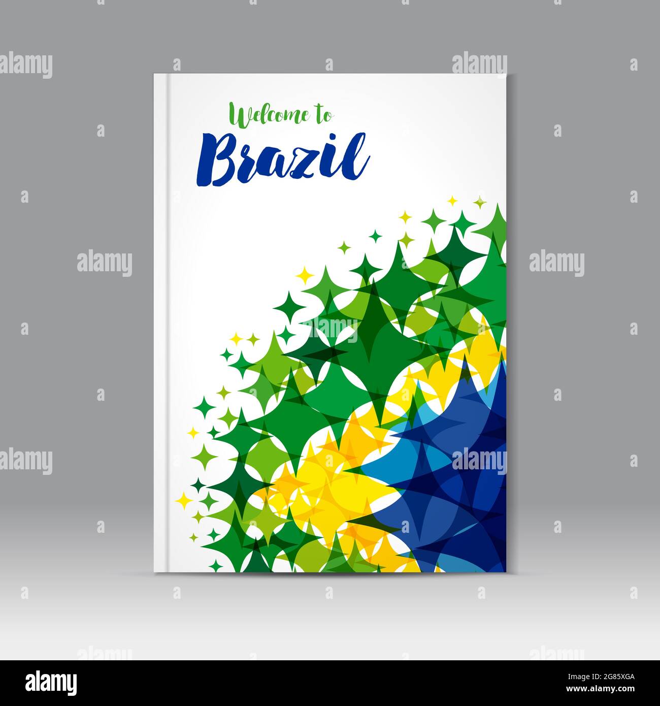 Benvenuti in Brasile copertina idea. Elementi con bandiera brasiliana con moderna struttura a bolle. Concetto creativo nazionale di fondo. Desi grafico astratto isolato Illustrazione Vettoriale