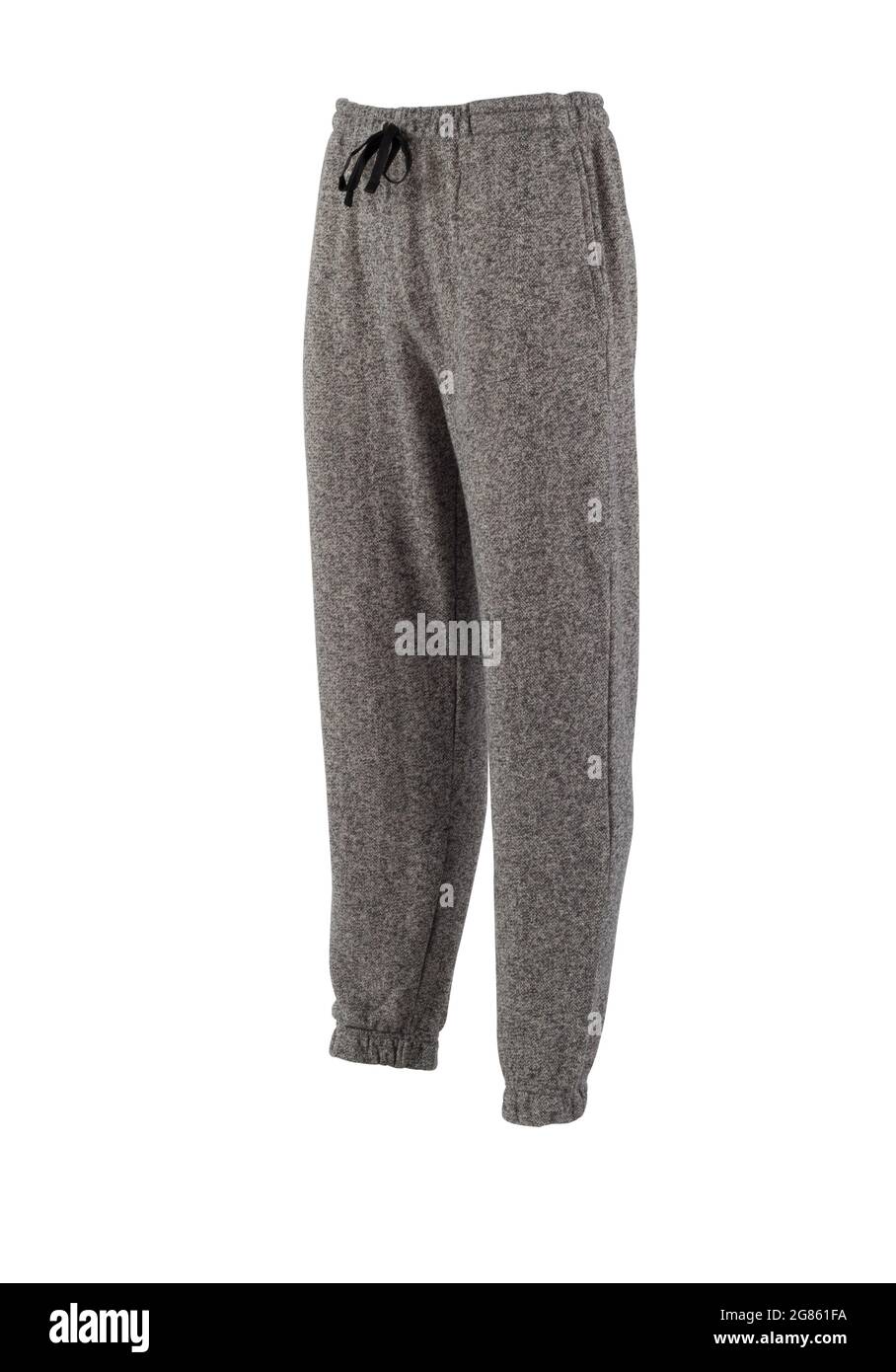 Pantaloni sweatpants grigio scuro isolati su sfondo bianco Foto Stock