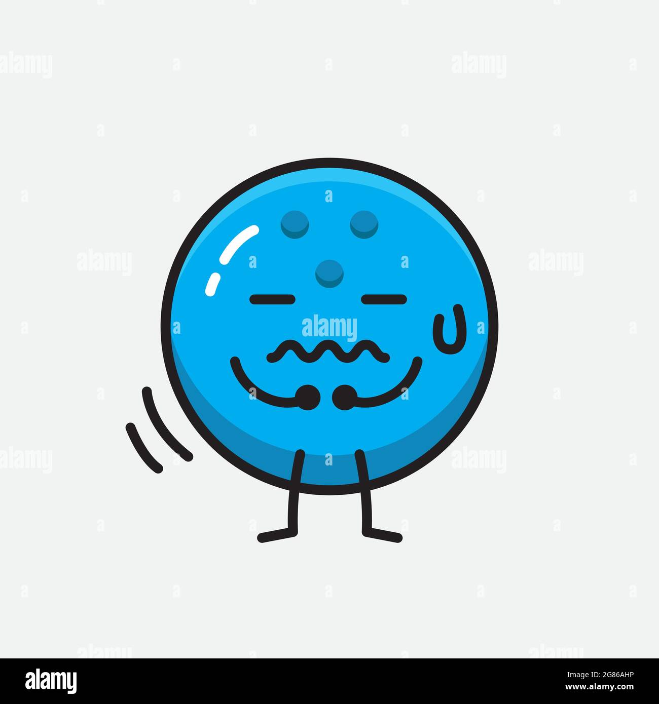 Illustrazione vettoriale del personaggio Bowling Ball con il viso carino e semplice disegno della linea del corpo su sfondo isolato. Illustrazione Vettoriale