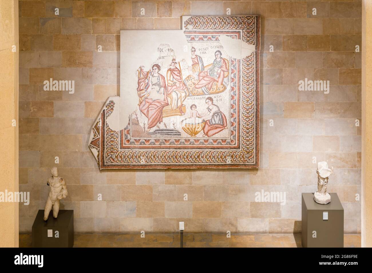 La nascita del mosaico Alexander nel Museo Nazionale di Beirut, Beirut, Libano Foto Stock