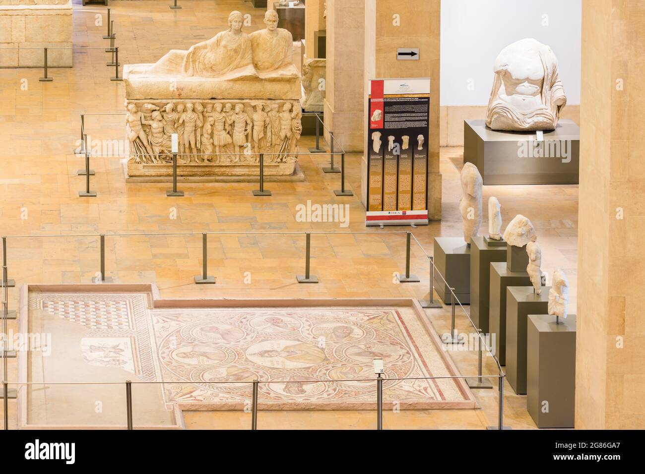 Mosaico dei sette saggi nel Museo Nazionale di Beirut, Beirut, Libano Foto Stock