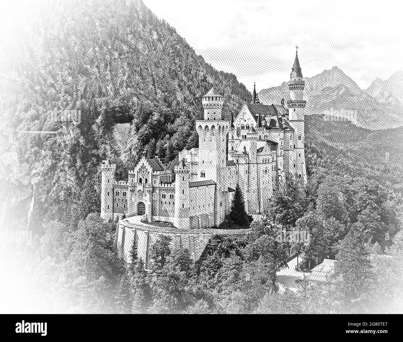 Famoso Castello di Neuschwanstein in Baviera Germania Foto Stock