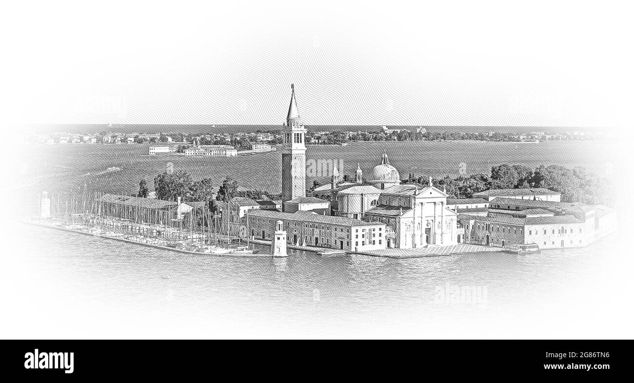 Veduta aerea di San Giorgio a Venezia Foto Stock