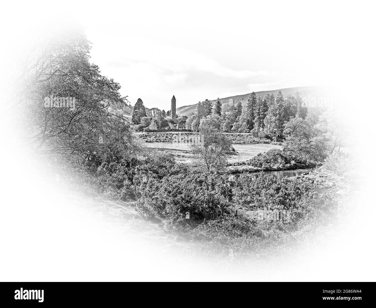 Splendido paesaggio di Glendalough, sulle montagne di Wicklow in Irlanda Foto Stock