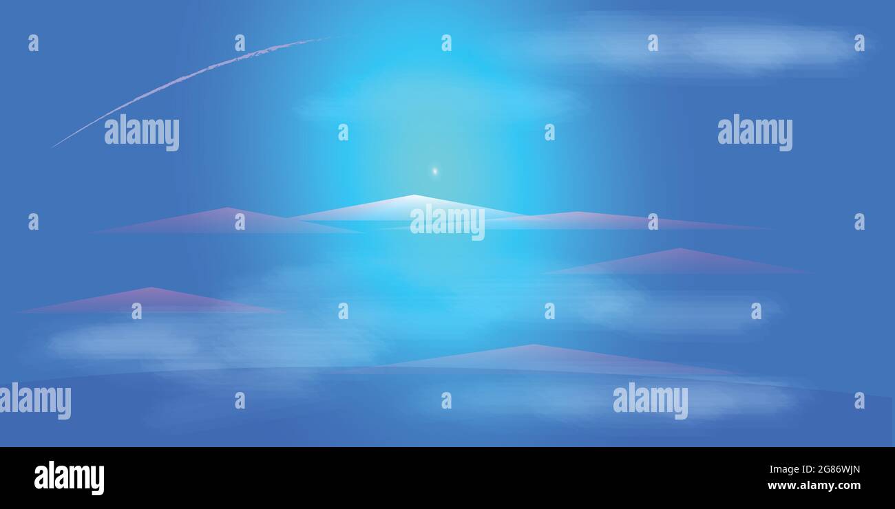 Astratto sfondo bello blu colore naturale paesaggio colline isola oceano carta parati sfondo disegno grafico disegno vettoriale illustrazione EPS10 Illustrazione Vettoriale