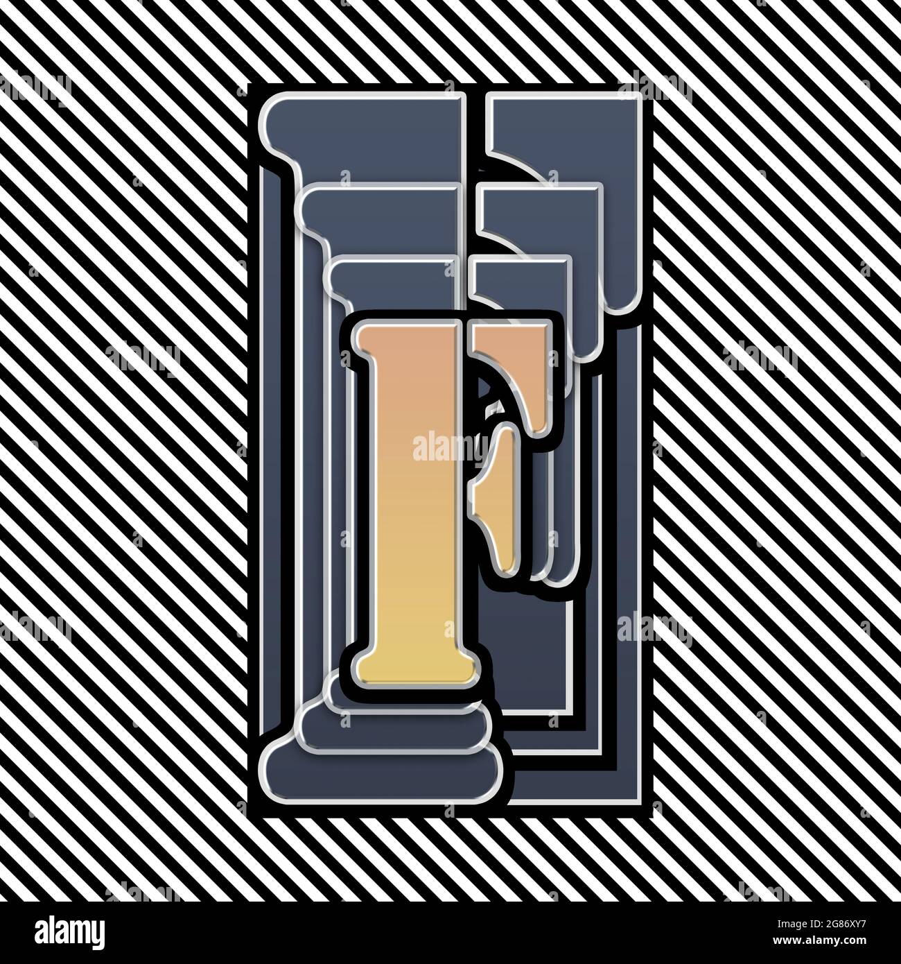 Monogramma con carattere F stampigliato in maiuscolo Foto Stock