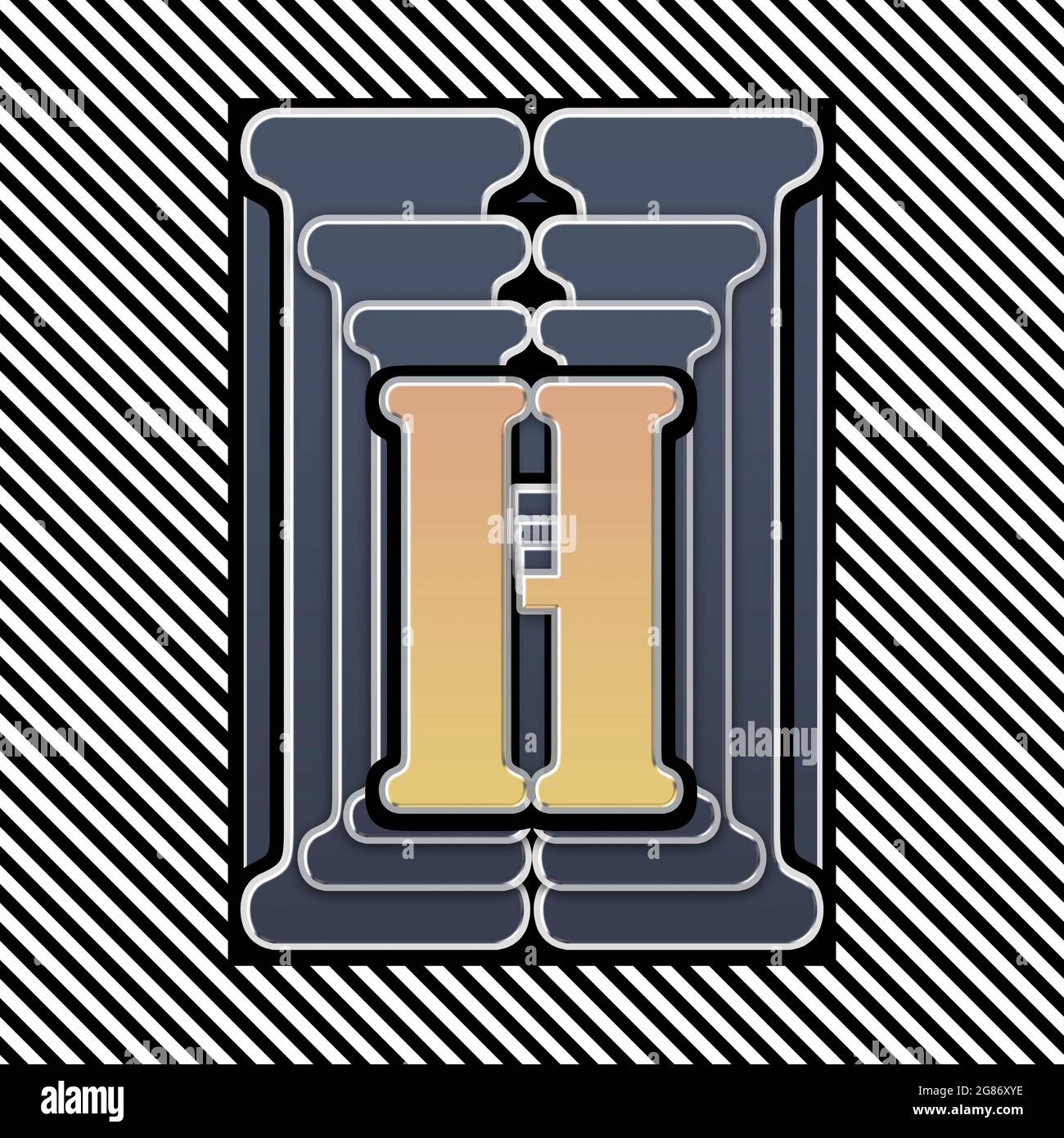 Monogramma con carattere H maiuscolo stencato Foto Stock
