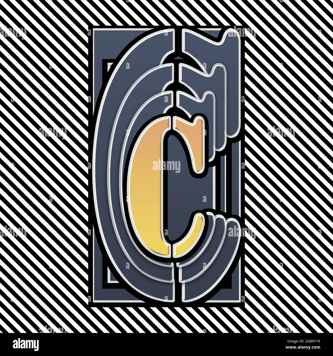 Monogramma con carattere maiuscolo C stencato Foto Stock
